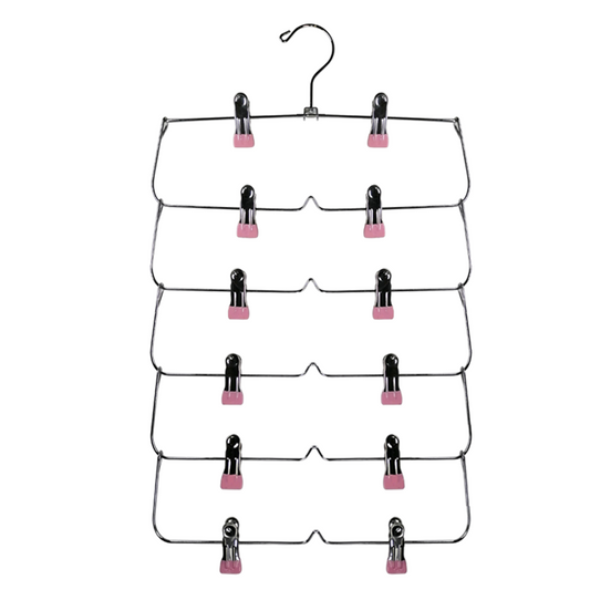 6 tier Pink Color Metal Multi Tiers Hangers With Clips