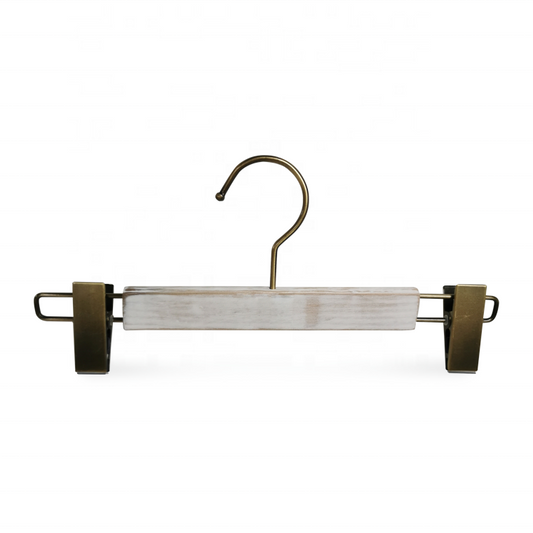 White Washed Wooden Trousers Hanger With Flat Clips