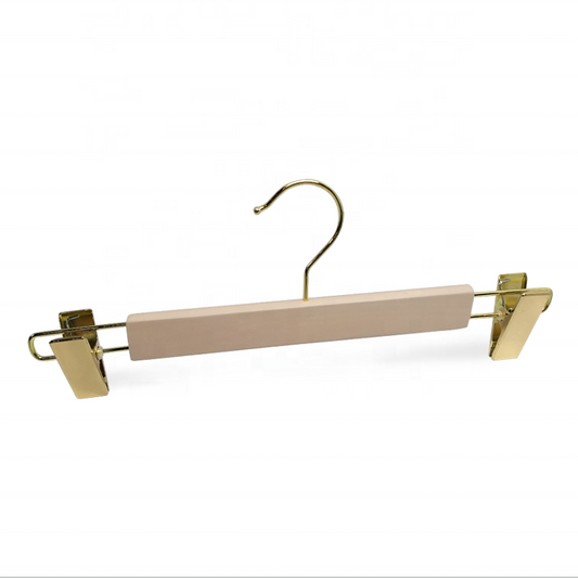 White Trousers Hanger With Golden Hook and Clips