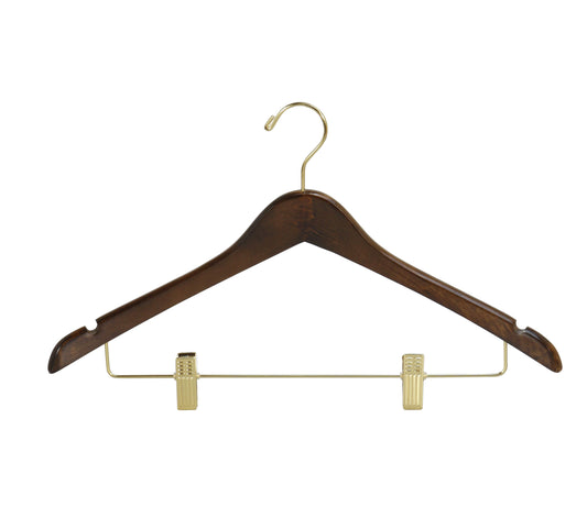 Wooden hangers wooden pants hangers with gold clips