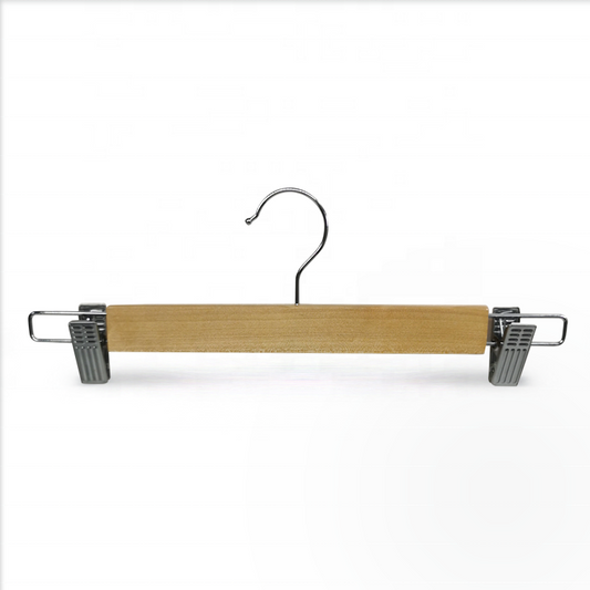 Wooden Pants Hangers With Silver Clips