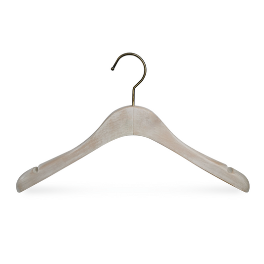 High Quality Wash White Color Lotus Wood Clothing Hanger