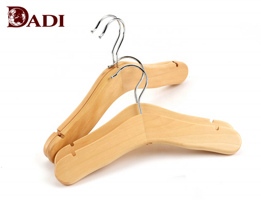Natural Wooden Hangers for Kids Clothing Display