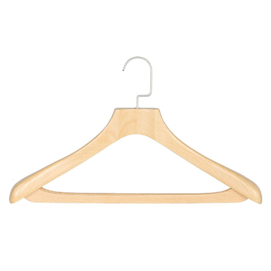 Solid Wooden Suit Hanger With Non-slip Trouser Bar Natural Color