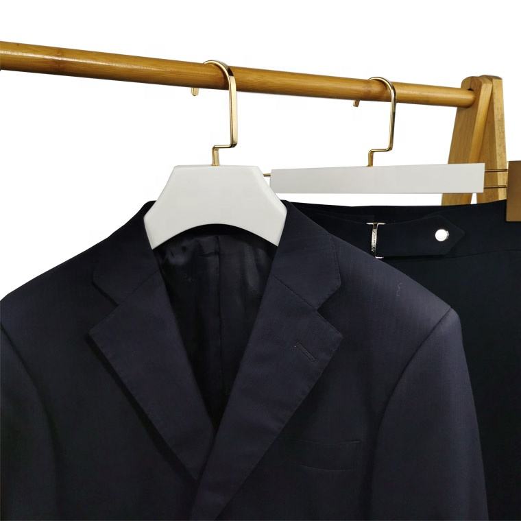White Beech Wood Suit Clothing Hanger with Anti-slip