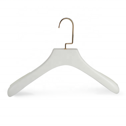 White Beech Wood Suit Clothing Hanger with Anti-slip