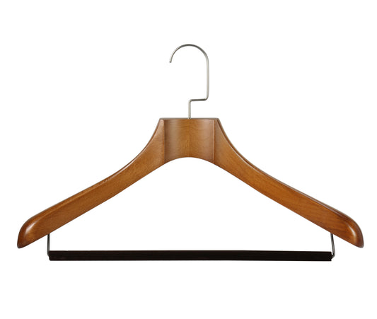 Top Quality Beech Wooden Hanger With Anti-slip Velvet Bar