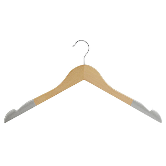 Natural wooden flocked shoulder anti-slip hanger