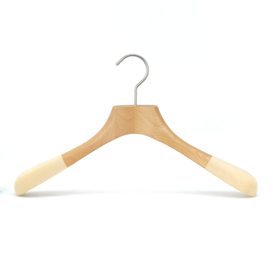 Solid Wood Hanger With Wide Flocked Anti-slip Shoulder