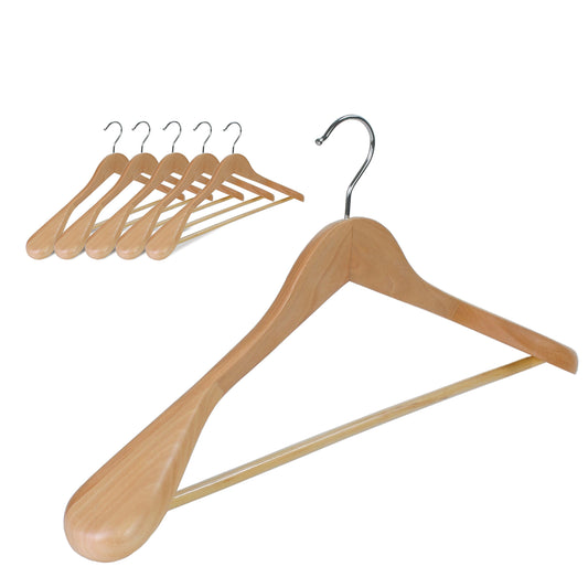 Luxury Extra Wide Shoulder Wooden Coat Hanger With Bar
