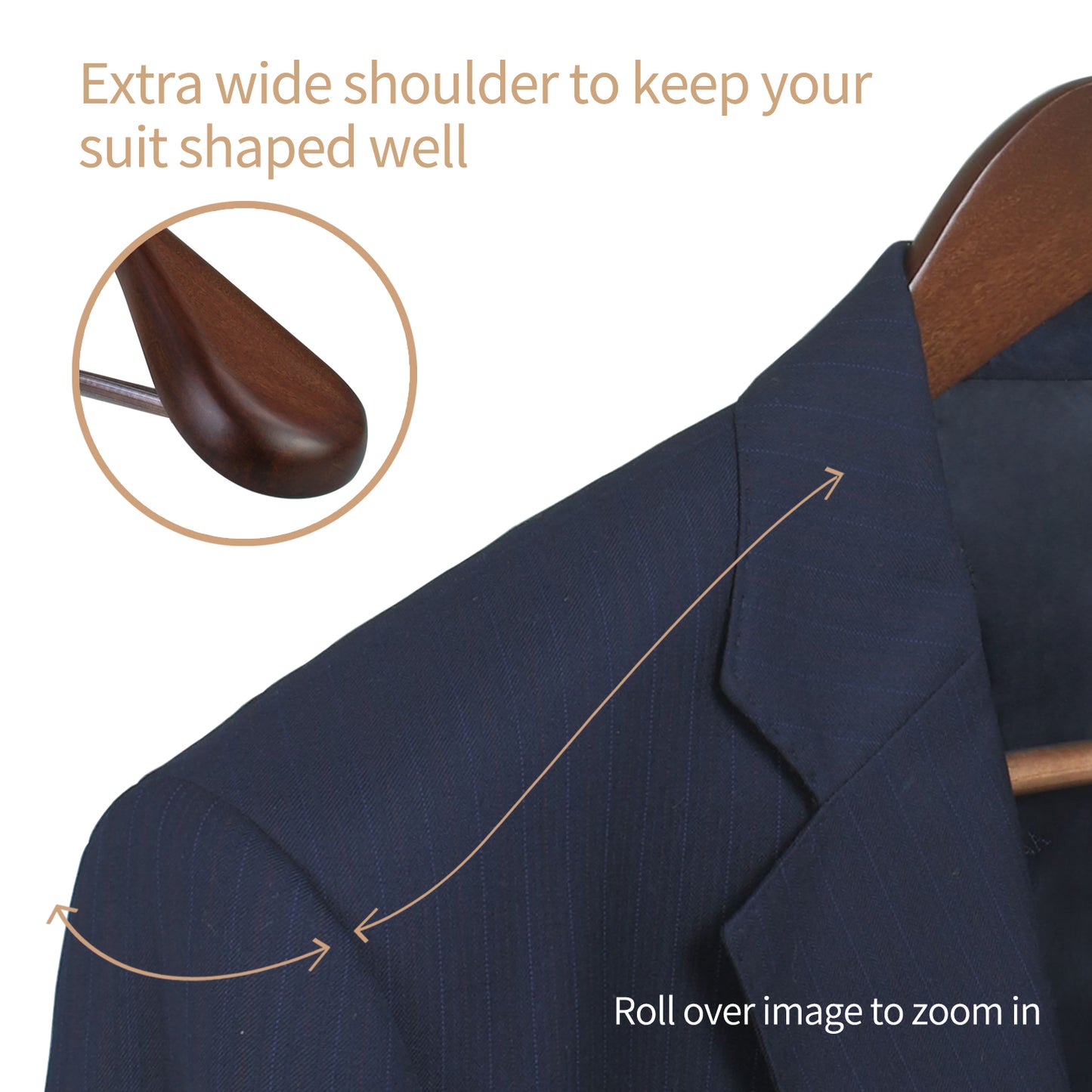 Walnut Brown Wide Shoulder Wooden Hanger With Swivel Hook