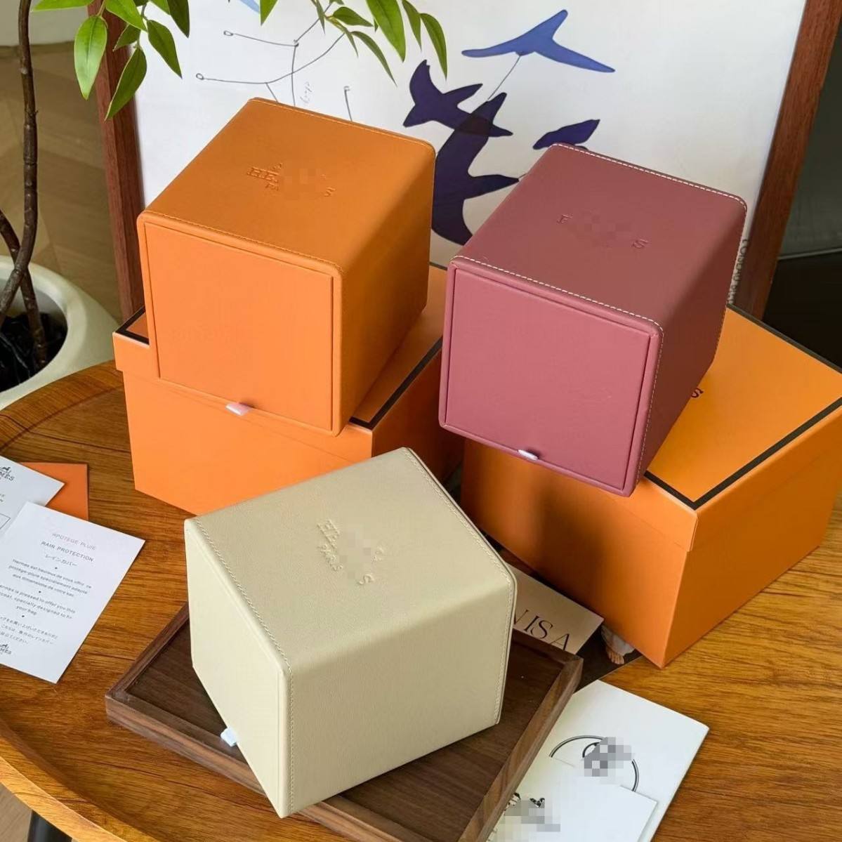 Custom Logo Orange PU Leather Hotel Tissue Box