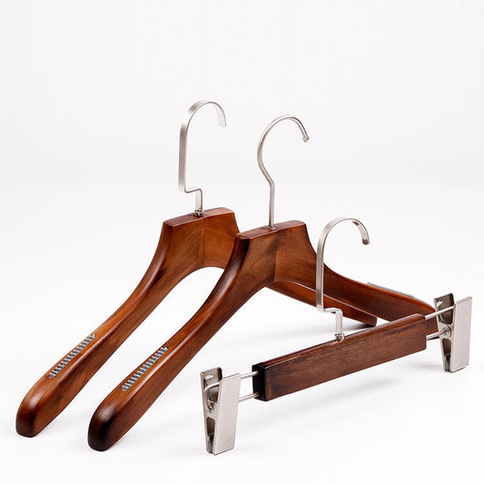 Brown Solid Wood Hangers With Flat Hook
