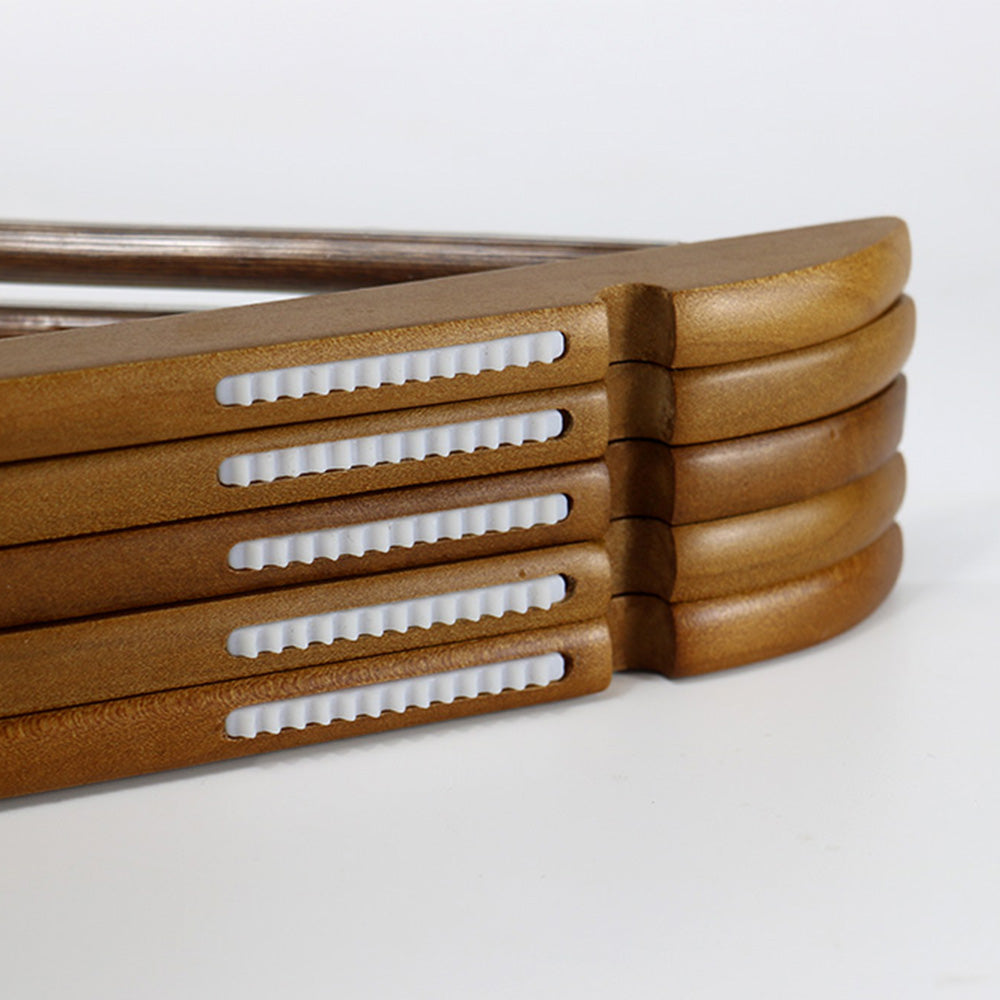 Brown Color Wooden Hanger With Anti-slip Bar