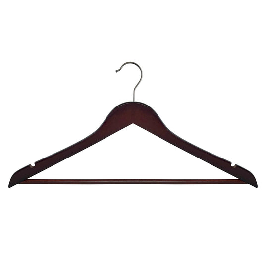 Dark Brown Suits Hanger Wooden With Trousers Bar