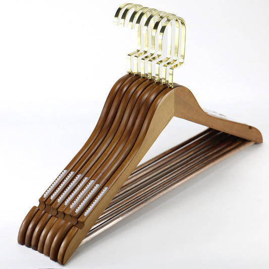 Brown Color Wooden Hanger With Anti-slip Bar