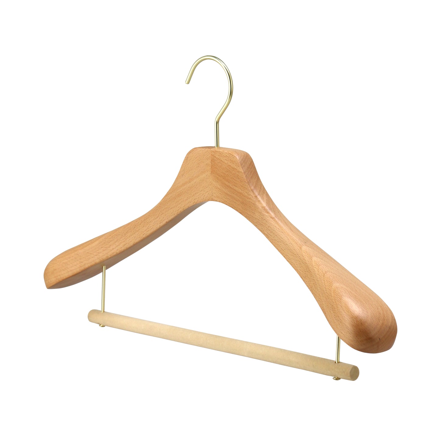 Beech Wood Hanger With Flocked Round Pole