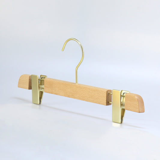 Beech Wood Bottom Hanger With Gold Color Clip