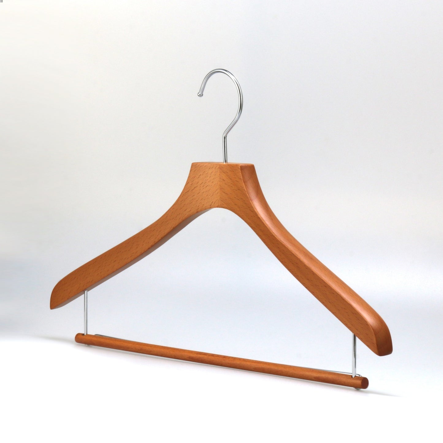 Brown Color Beech Wood Hanger With Round Pole