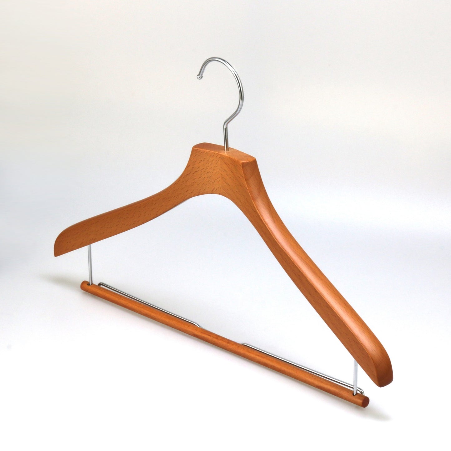Brown Color Beech Wood Hanger With Round Pole