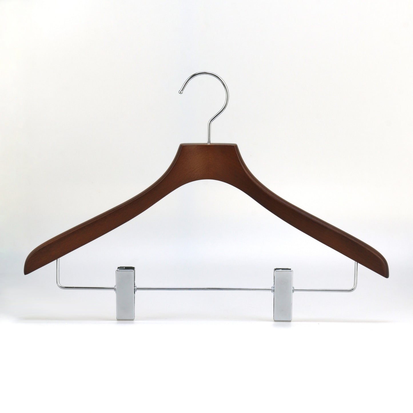 Chestnut Color Beech Wood Hanger With Sliver Clip