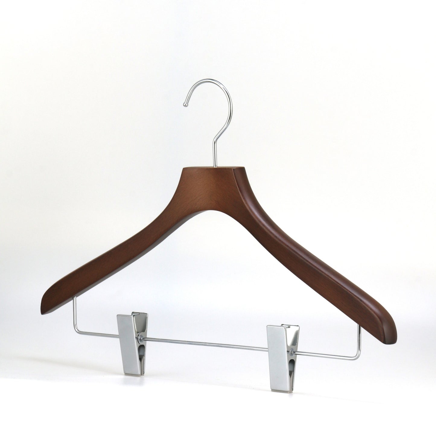 Chestnut Color Beech Wood Hanger With Sliver Clip