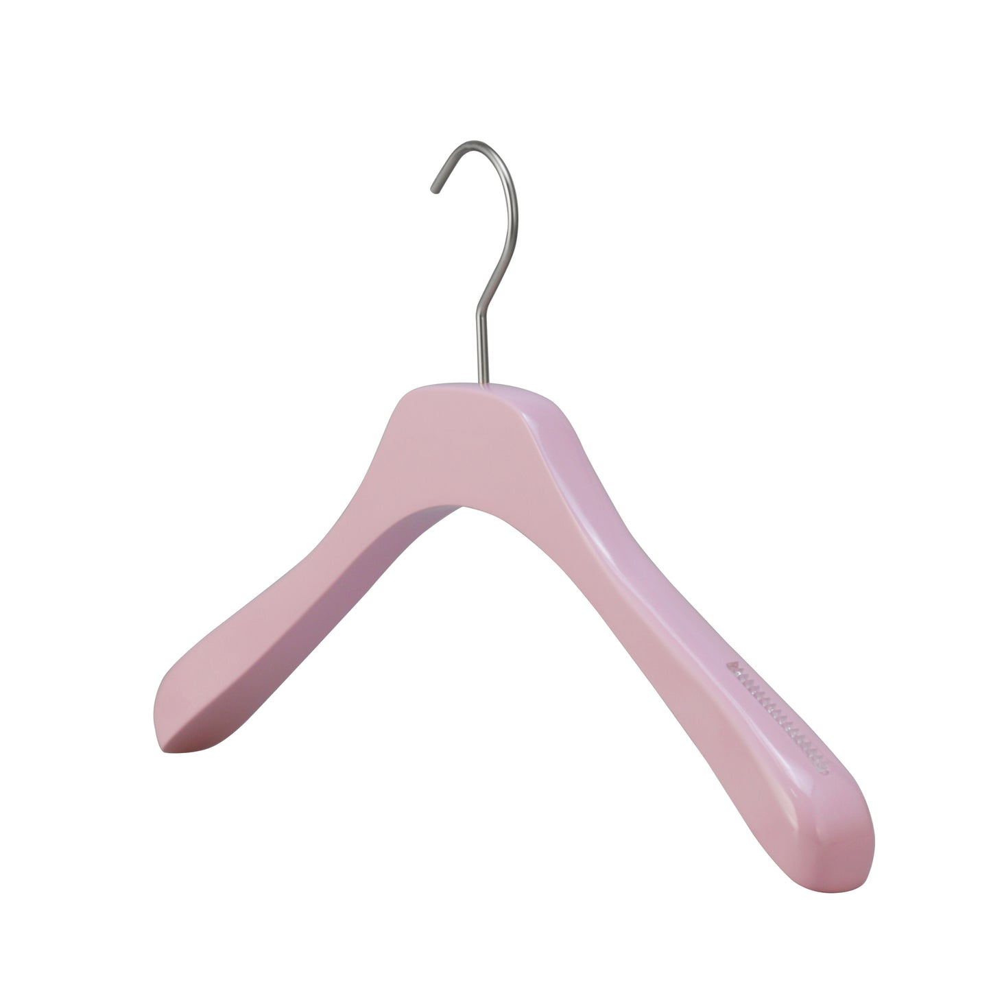 Pink Color Solid Wood Hanger With Wide Shoulder