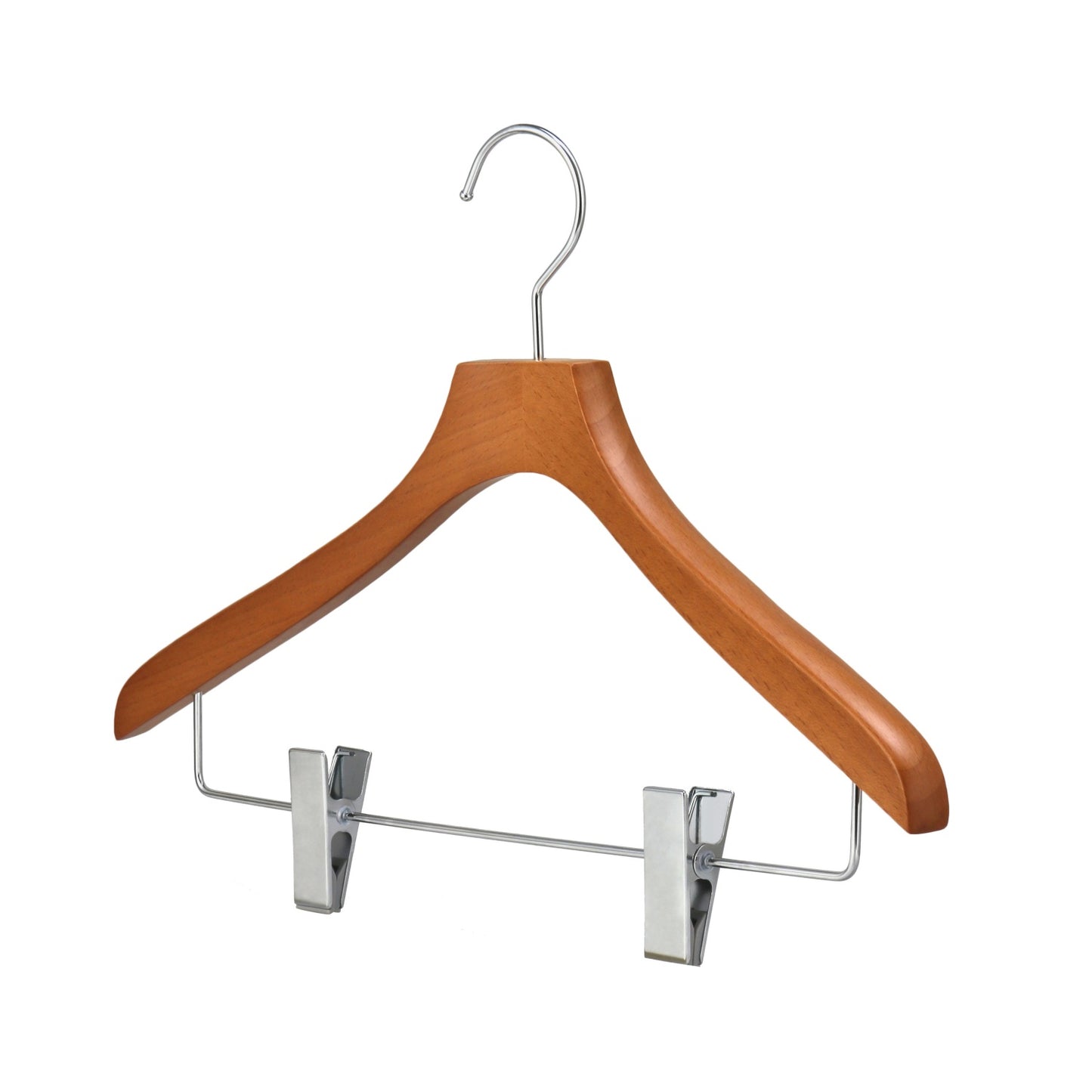 Brown Color Beech Wood Hanger With Sliver Clip