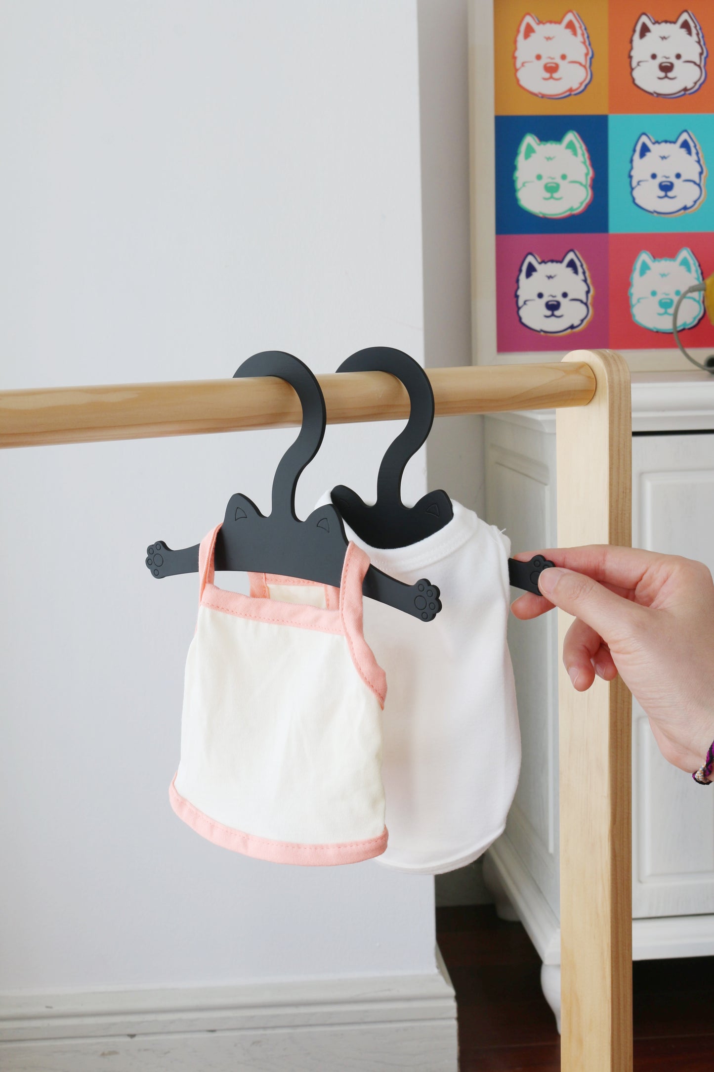 Black Cat Small Size Wooden Hangers for Pet Cloths Doll Clothes