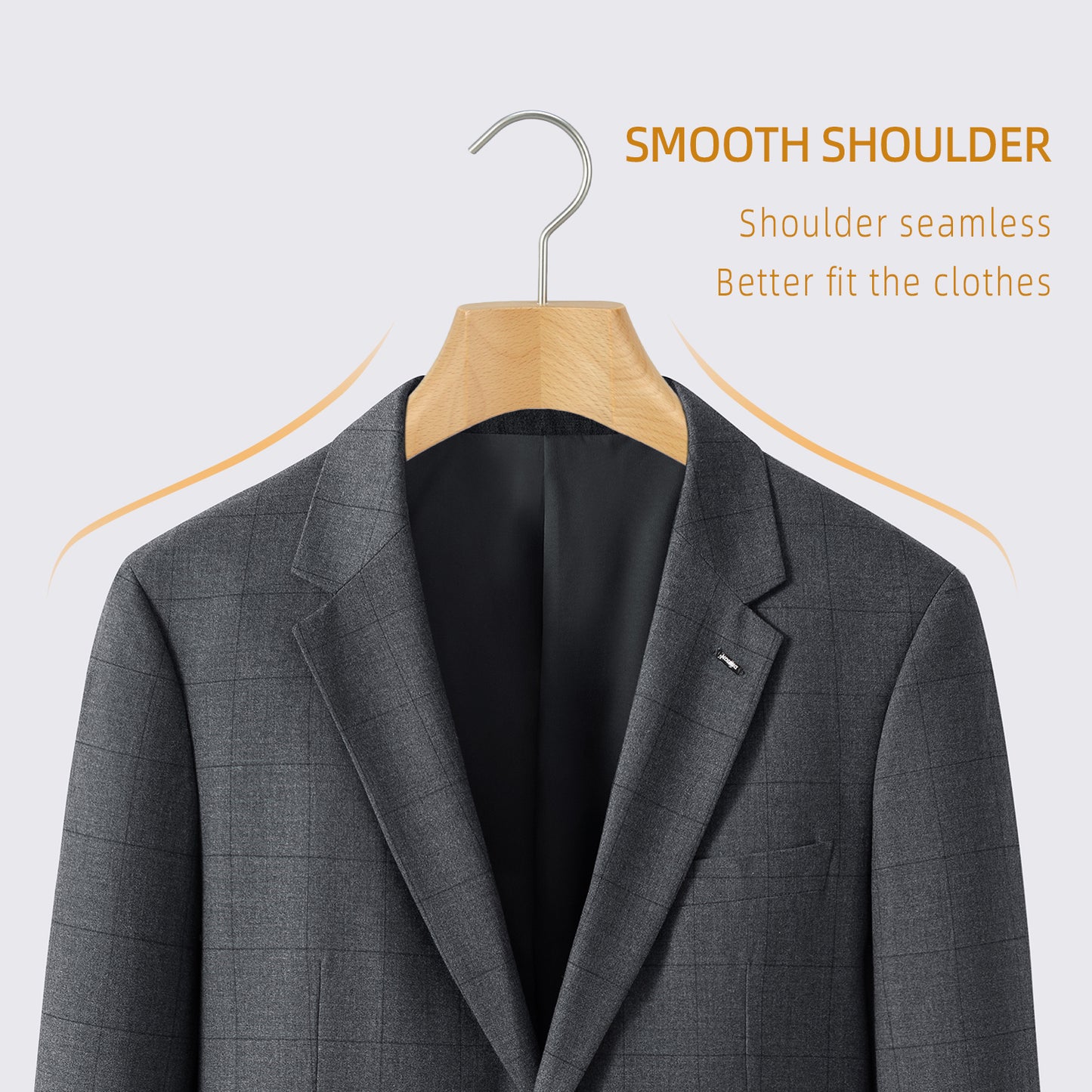 Solid Wood Hanger With Wide Anti-slip Shoulder