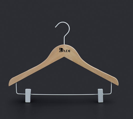 Anti Slip Wooden Hotel Hanger With Clips