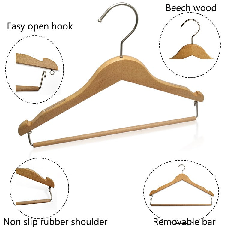 Luxury Wooden Shirt Hanger With Anti Slip rubber