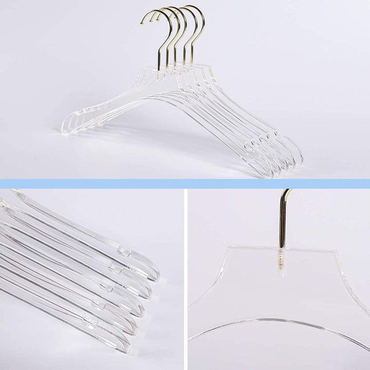 Luxury Clear Acrylic Coat Hanger With Gold Hook
