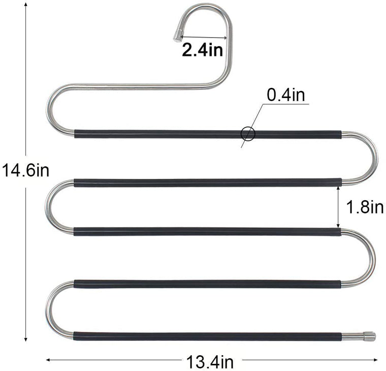 S-Shape Space Saving 5 layer Multifunction Heavy Metal pants Hangers