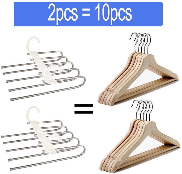 Space Saving 5 layer Multi Functional Metal Pants Hanger