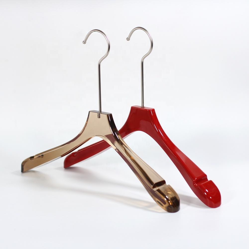 Brown acrylic cloth hanger with anti slip strip