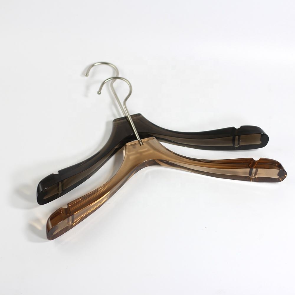 Brown acrylic cloth hanger with anti slip strip
