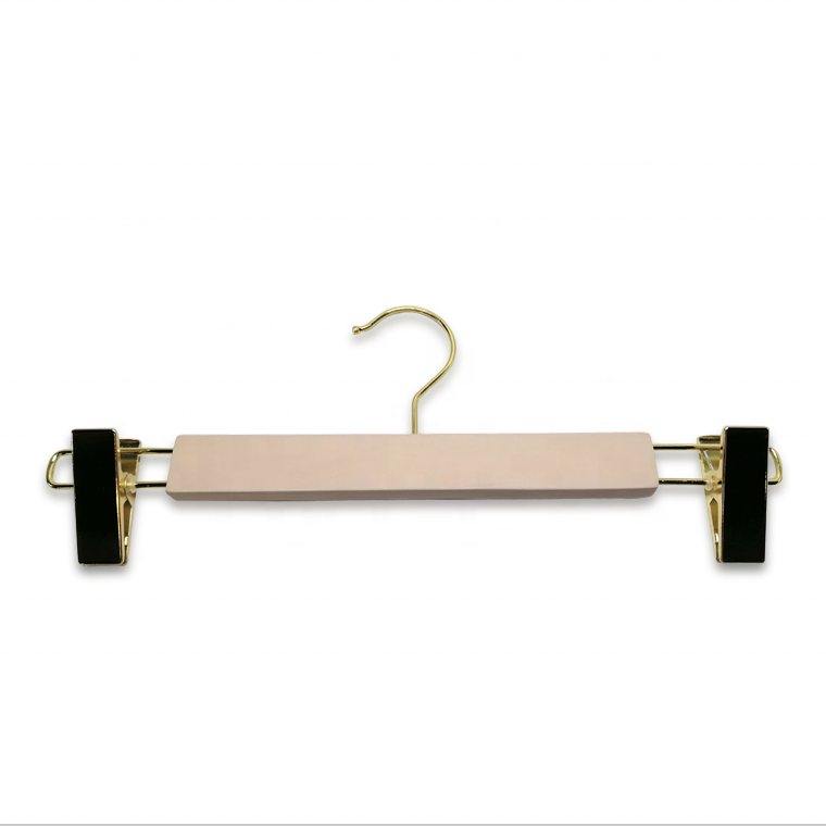 White Trousers Hanger With Golden Hook and Clips