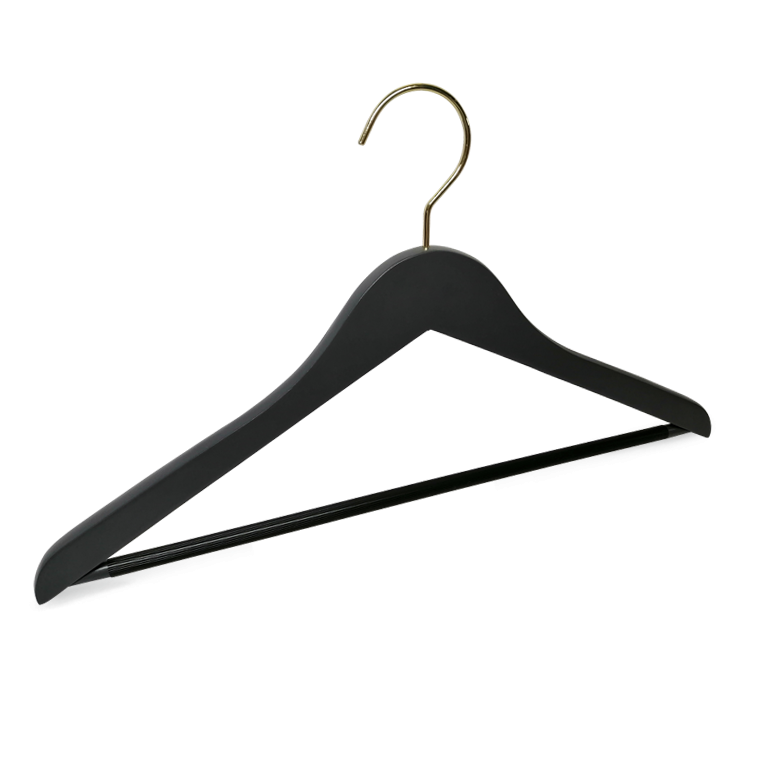 Black Maple Wood Clothing Hanger with anti-slip