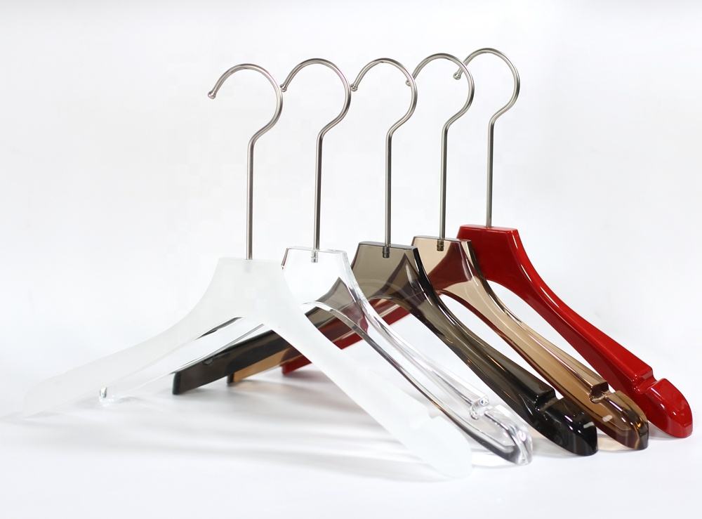 Brown acrylic cloth hanger with anti slip strip