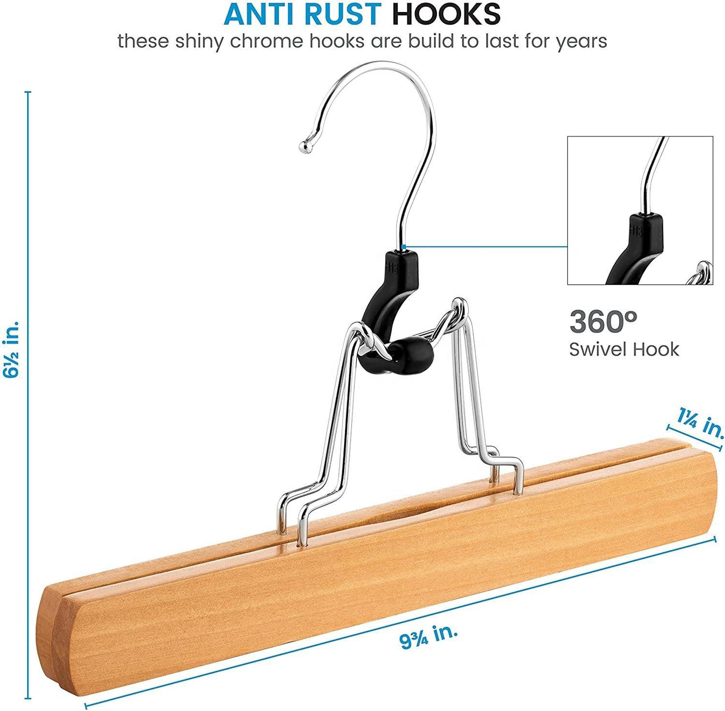 Custom Natural and Sturdy Wooden Trouser Hangers