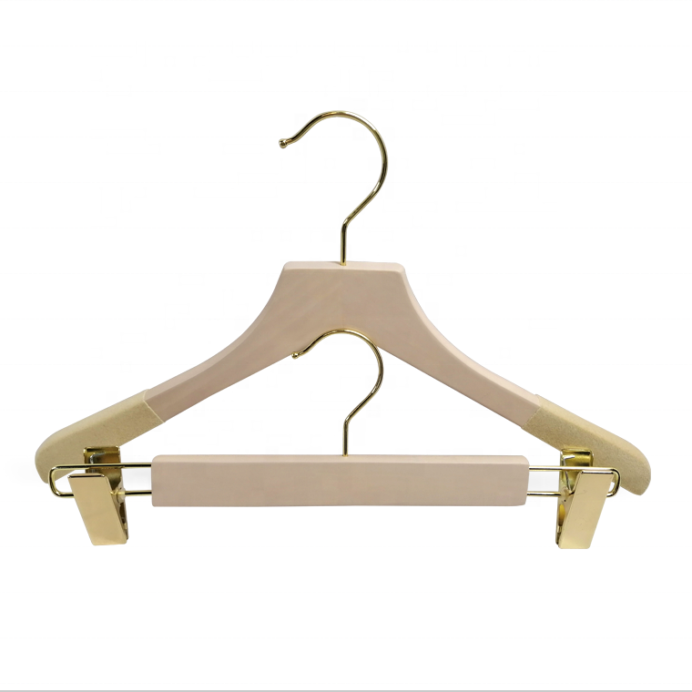 White Trousers Hanger With Golden Hook and Clips