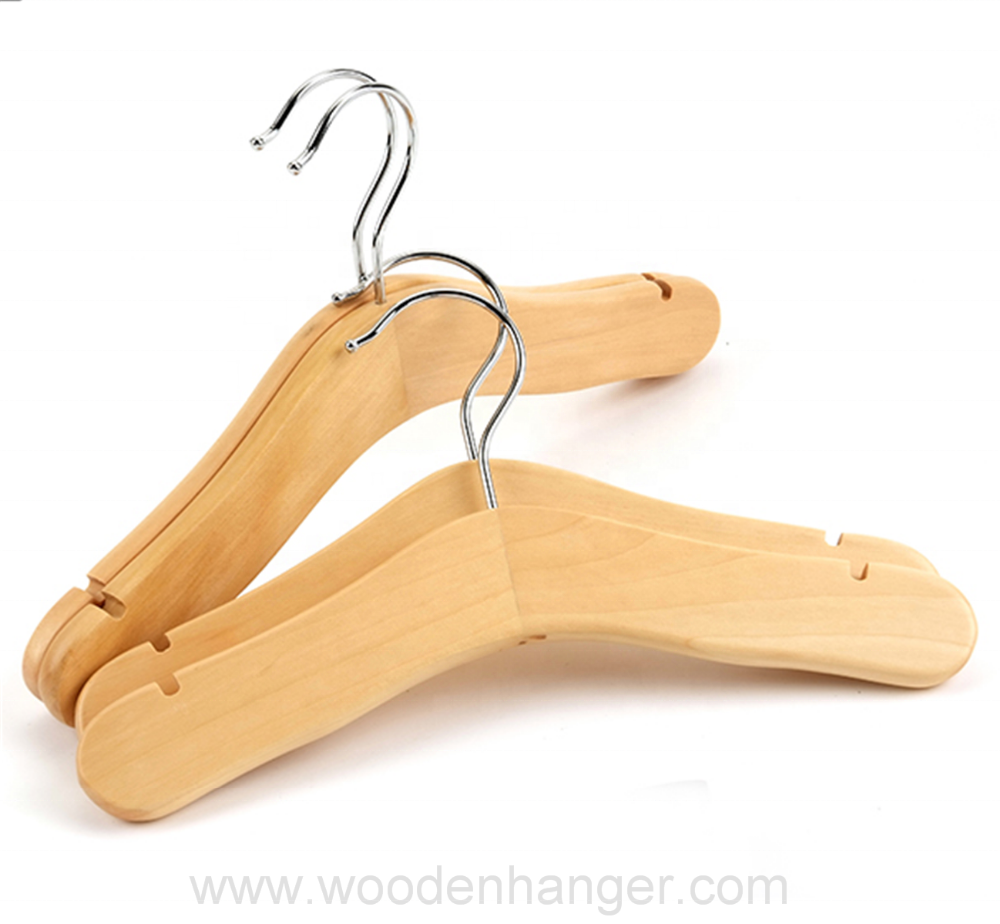 Natural Wooden Hangers for Kids Clothing Display