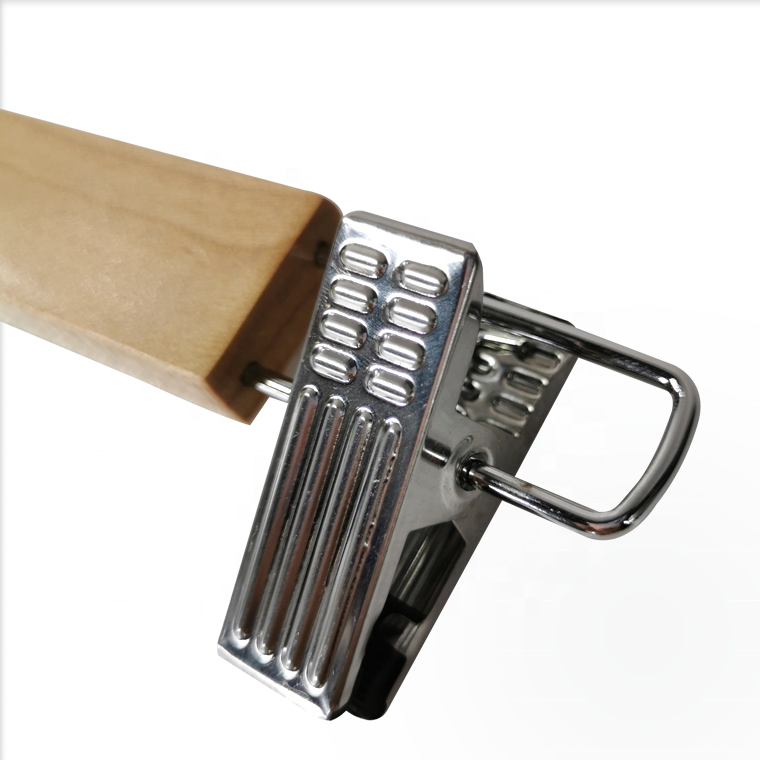 Wooden Pants Hangers With Silver Clips