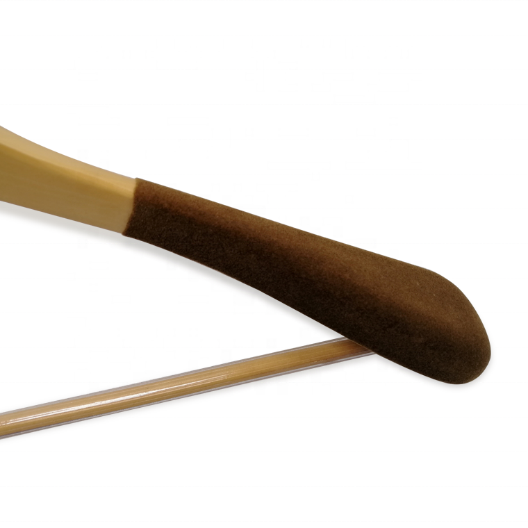 Lotus Wood Suits Hanger With Velvet Shoulder Round Bar