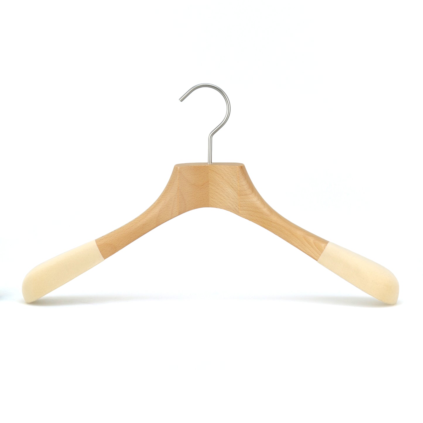 Solid Wood Hanger With Wide Flocked Anti-slip Shoulder