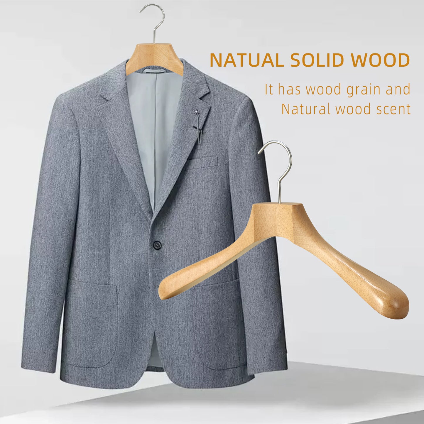 Solid Wood Hanger With Wide Anti-slip Shoulder