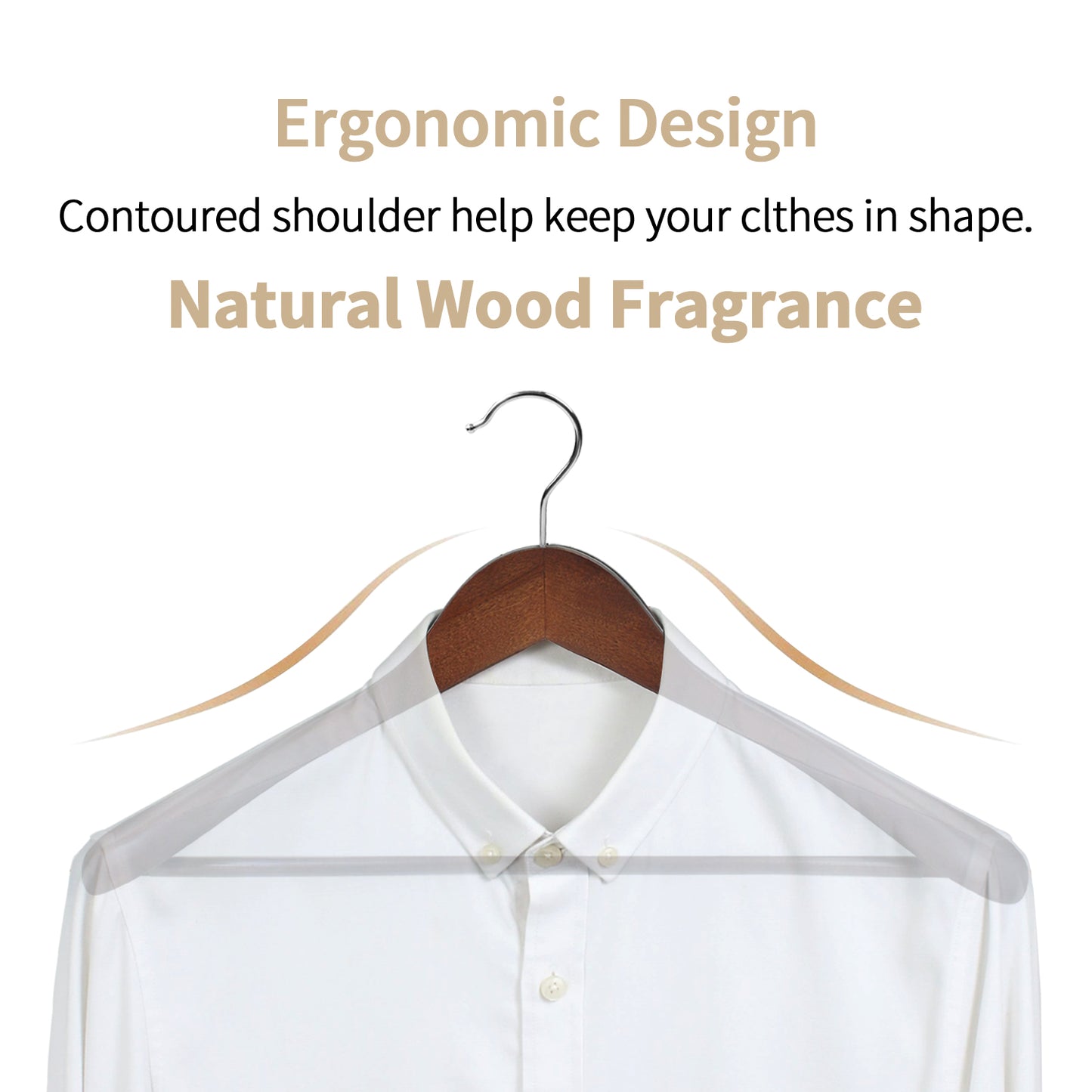 Walnut Brown Wide Shoulder Wooden Hanger With Swivel Hook