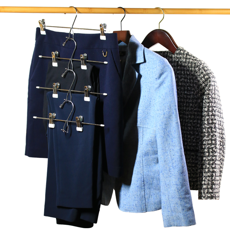 Functional Metal Hanger with White PVC Covered Clips