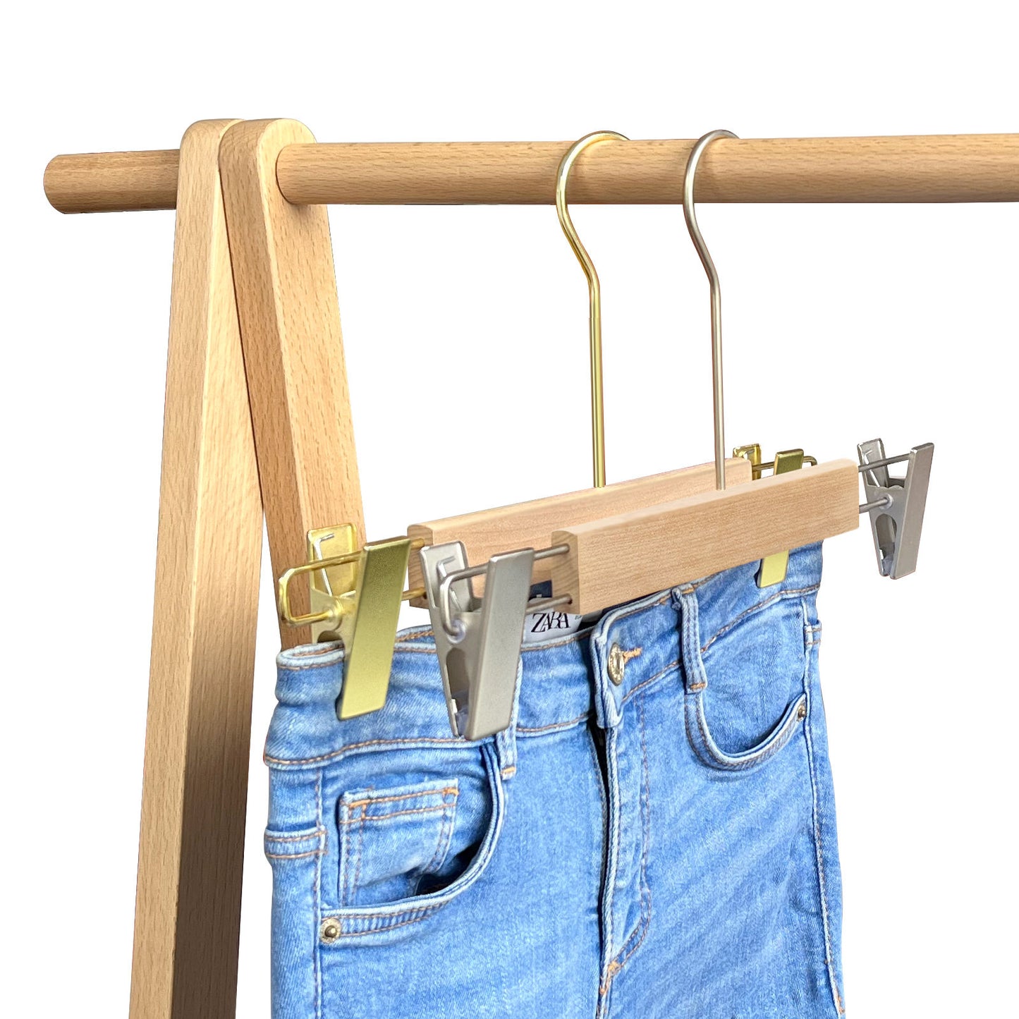 Natrual Color Trouser Hanger With Long Neck